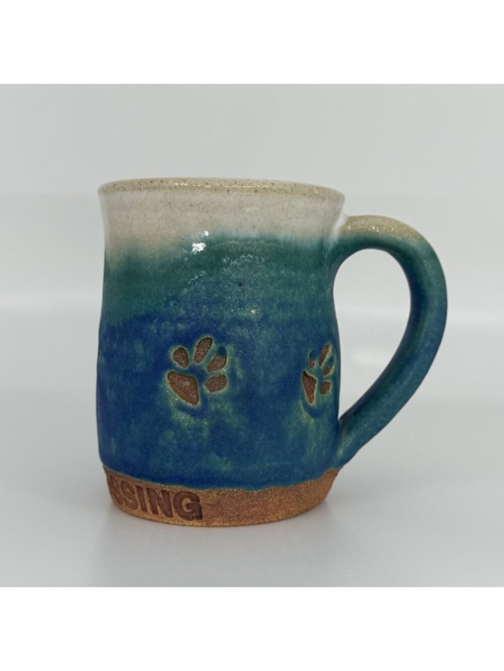 Yuma Crossing Arizona Coyote BG Studio Pottery Mug Paw Print Signed Handmade
